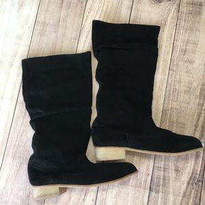 Charles David Black Suede Heeled Boots